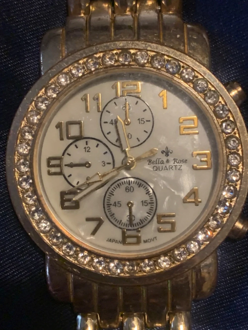 Bella Rose Closet Gold-Tone Men's Bracelet Watch with Crystal Accents